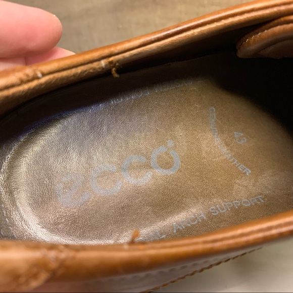 ECCO Cognac Oxford Men's Dress Shoe Square Toe Size 44 - Picture 12 of 13